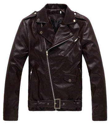 Men's Leather Jacket Slim Fit Motorcycle Pu Washed Leather Men's Jacket