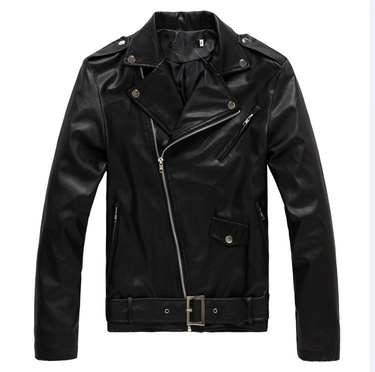 Men's Leather Jacket Slim Fit Motorcycle Pu Washed Leather Men's Jacket