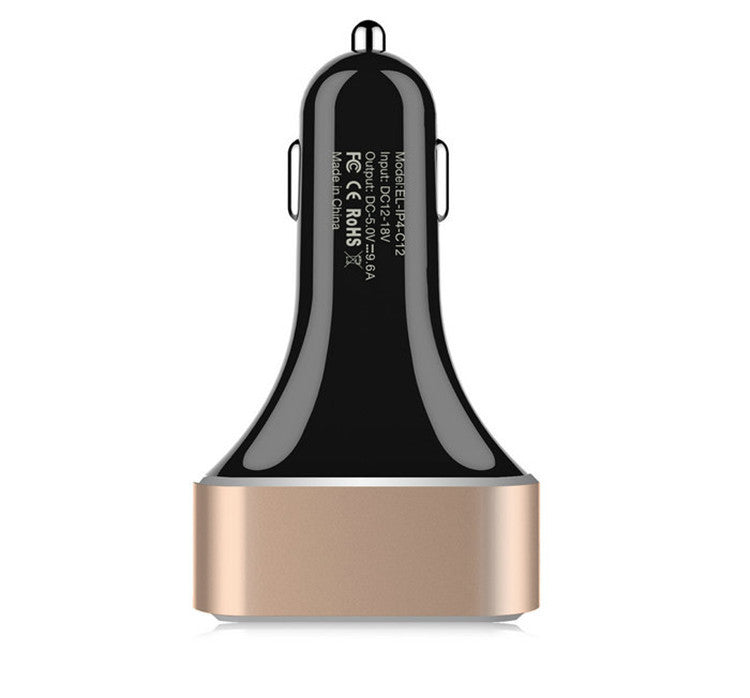 4USB Car Charger Aluminum Alloy Intelligent Identification Car Charger 9..6A Multi-USB Universal Car Charger