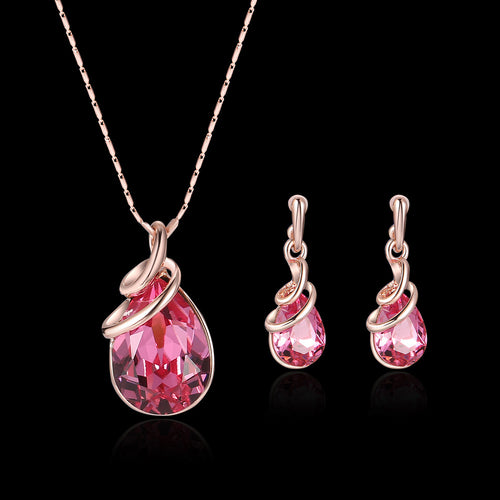 Alloy Gem Jewelry Set New Necklace Earrings Two-piece