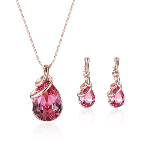 Alloy Gem Jewelry Set New Necklace Earrings Two-piece