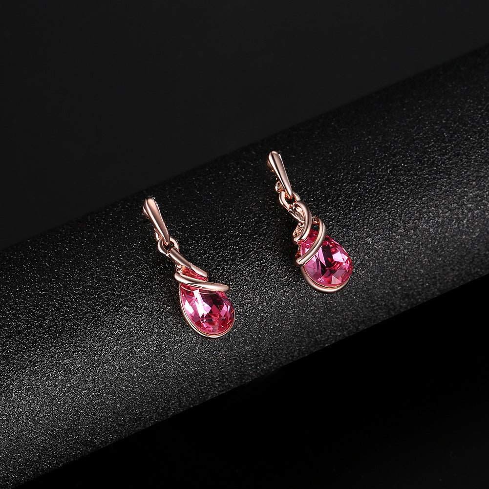 Alloy Gem Jewelry Set New Necklace Earrings Two-piece