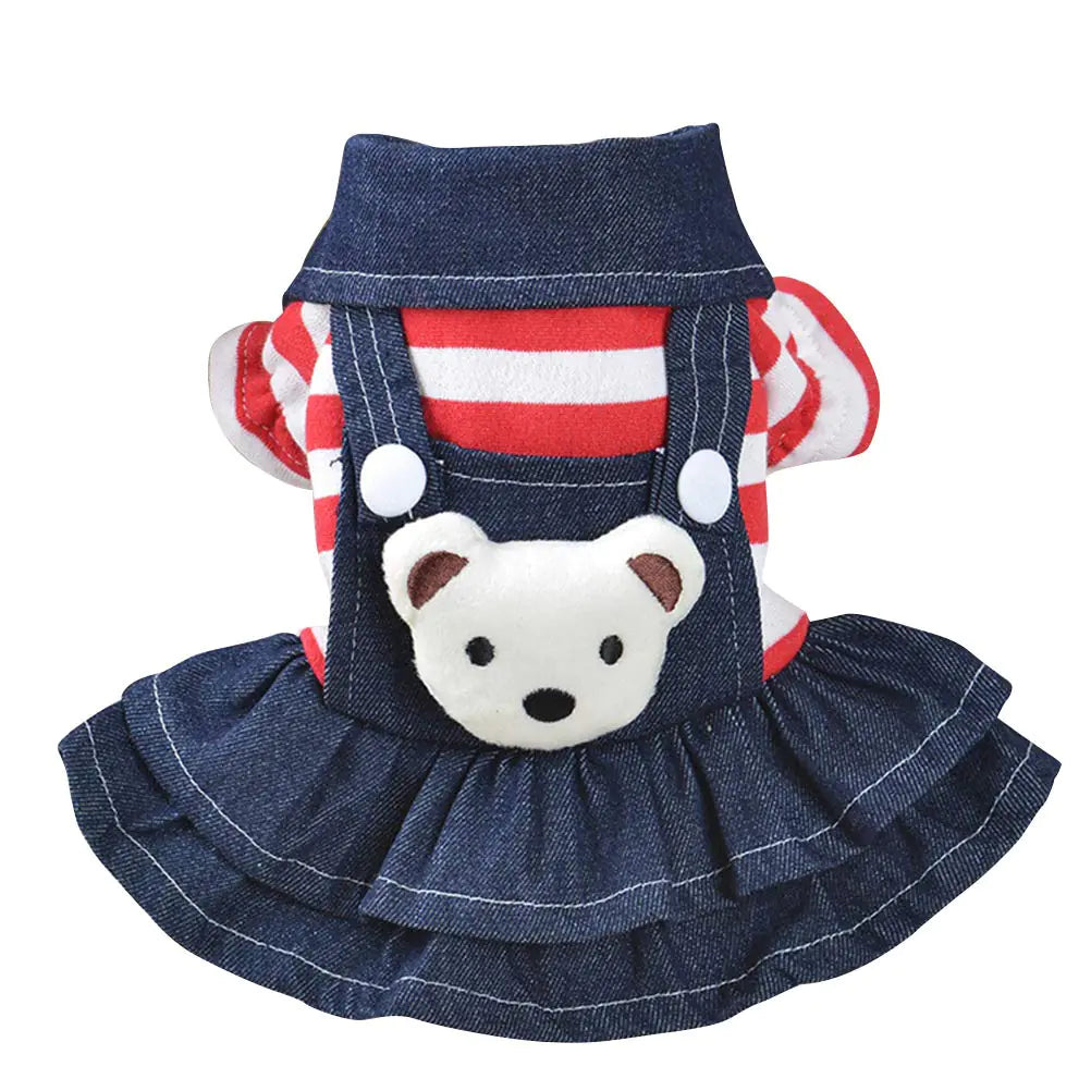 Small Dog Denim Dress: Dog Denim Jumpsuit Puppy Dresses Dog Apparel Small Dog Costume Pet Jean Skirt Dog Clothes for Small Dogs Girl，Size S