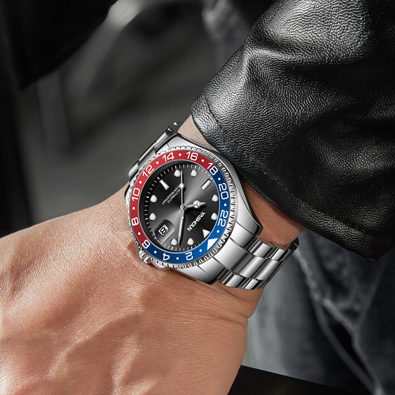 New Hollow Watch Men's Automatic Mechanical Watch Classic Personalized Waterproof Men's Watch Luminous Calendar Steel Band Men's Watch