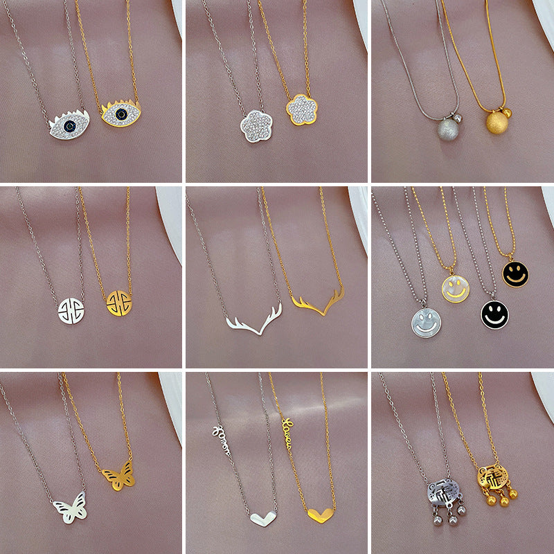 [full-body Titanium Steel] Full-body Titanium Steel Furnace Real Gold Cold Necklace Female Ins Net Red Clavicle Chain Accessories