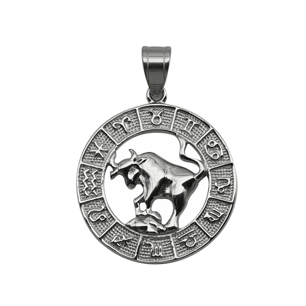 European And American Cross-border Trend Explosions Fashion Retro Titanium Steel Hollow Twelve Constellation Relief Pendant Couple Necklace