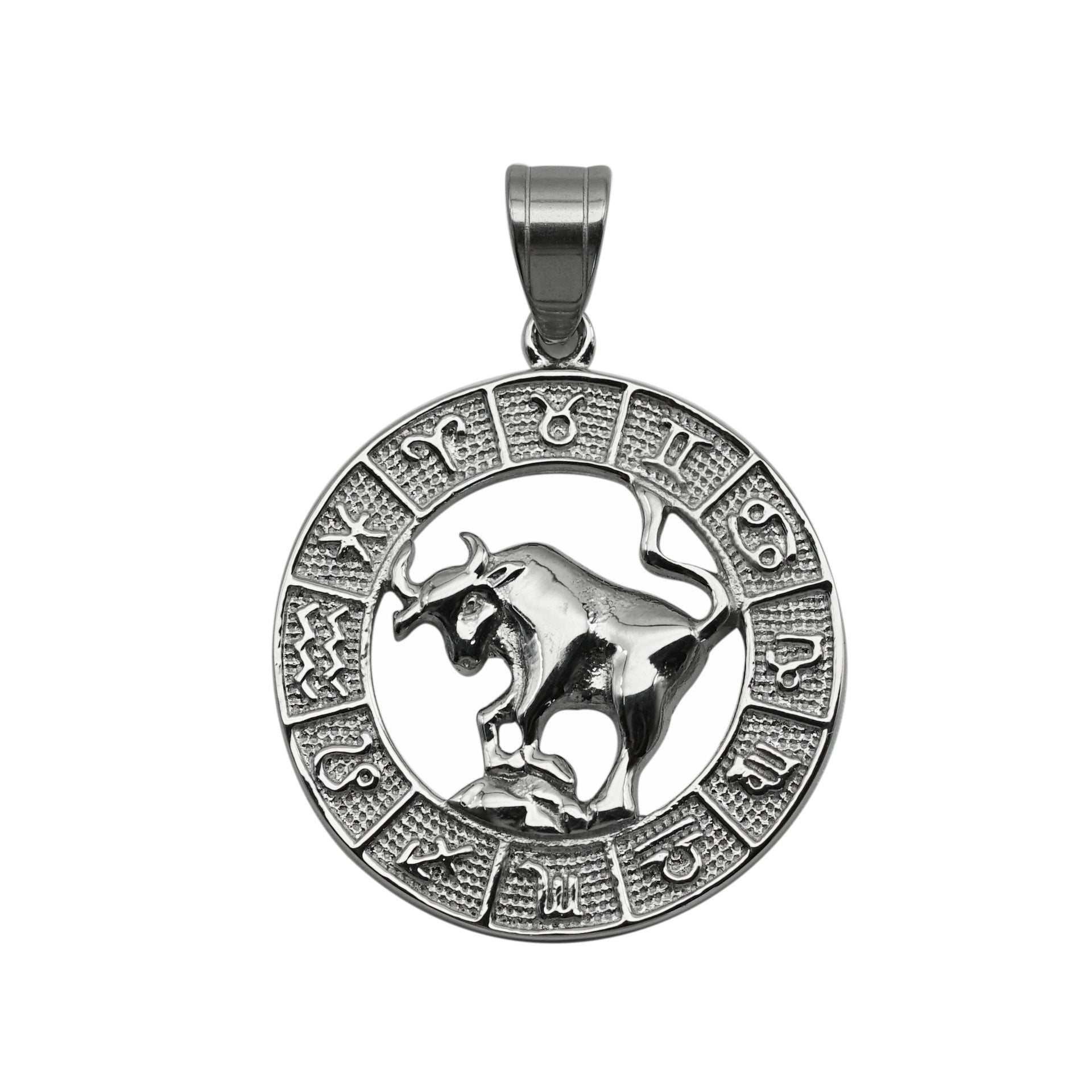 European And American Cross-border Trend Explosions Fashion Retro Titanium Steel Hollow Twelve Constellation Relief Pendant Couple Necklace