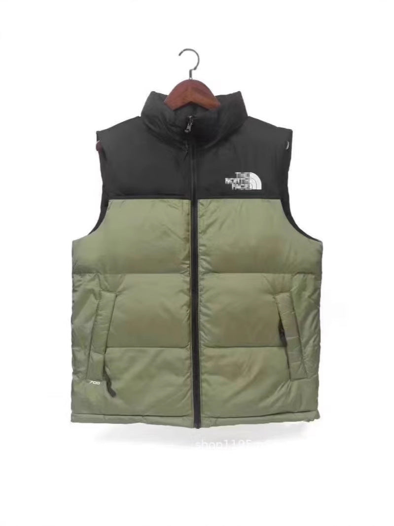 Cotton-padded Jacket, Stand-up Collar Vest, Same Style For Men And Women, American Version Embroidered Waistcoat, Winter Warm Vest For Outer Wear