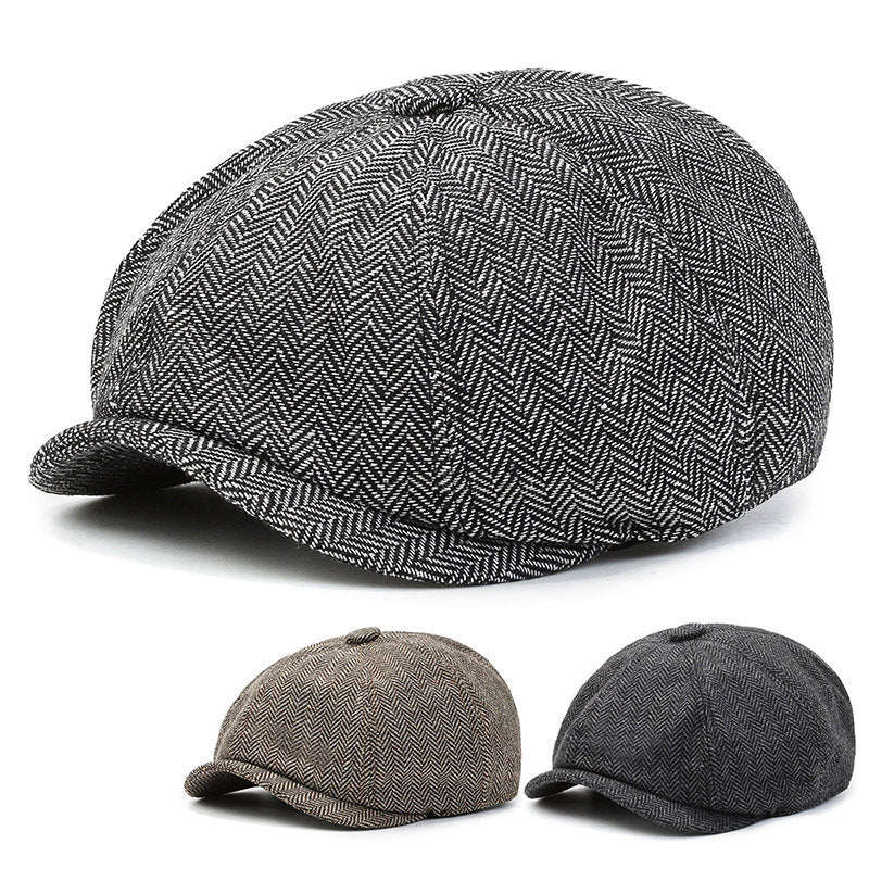 Herringbone Cap Middle-aged And Elderly Beret Director Cap Sunscreen Sun Cap Grandfather Hat Father Hat