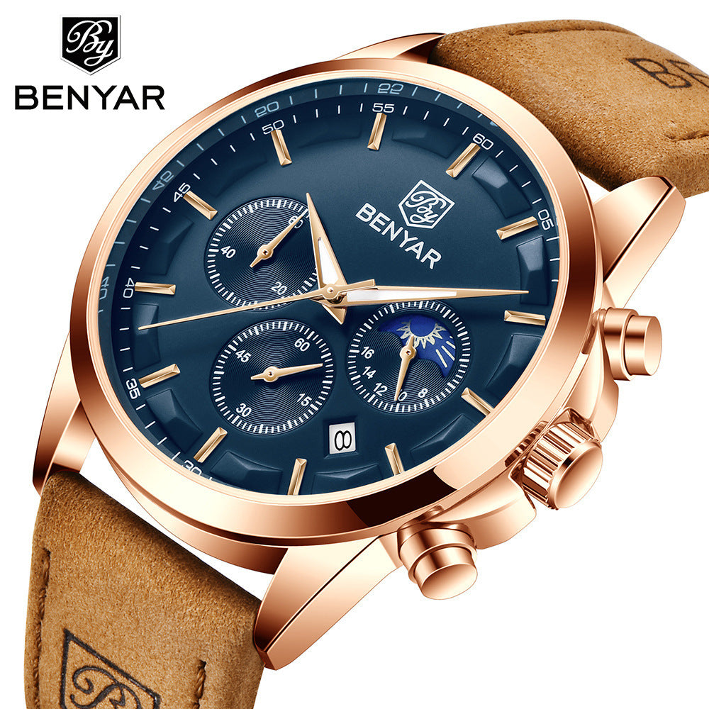 Cross-border Watch Men's Quartz Watch Multi-functional Chronograph Fashion Waterproof Luminous Tide Men's Watch 5160