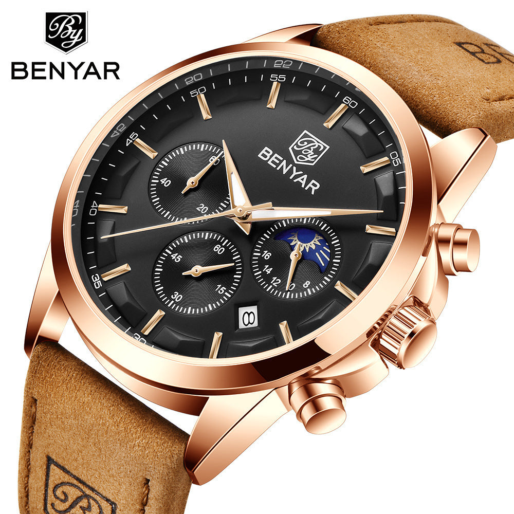 Cross-border Watch Men's Quartz Watch Multi-functional Chronograph Fashion Waterproof Luminous Tide Men's Watch 5160