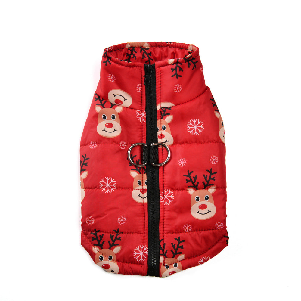 Autumn And Winter Pet Clothes, Christmas Theme Dog Clothing, Warm And Thickened Dog Coat, Cold-proof And Waterproof Dog Vest
