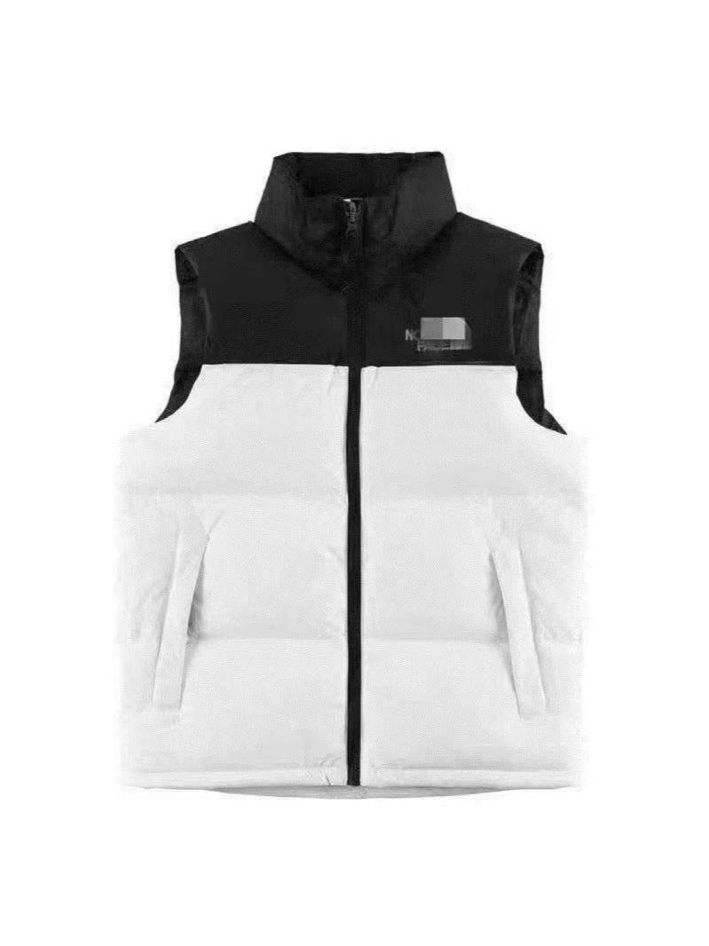 Cotton-padded Jacket, Stand-up Collar Vest, Same Style For Men And Women, American Version Embroidered Waistcoat, Winter Warm Vest For Outer Wear