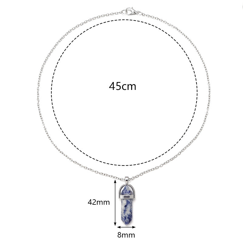 Natural Stone Crystal Lucky Hexagon Pendant Necklace Men And Women Fashion Couple Accessories