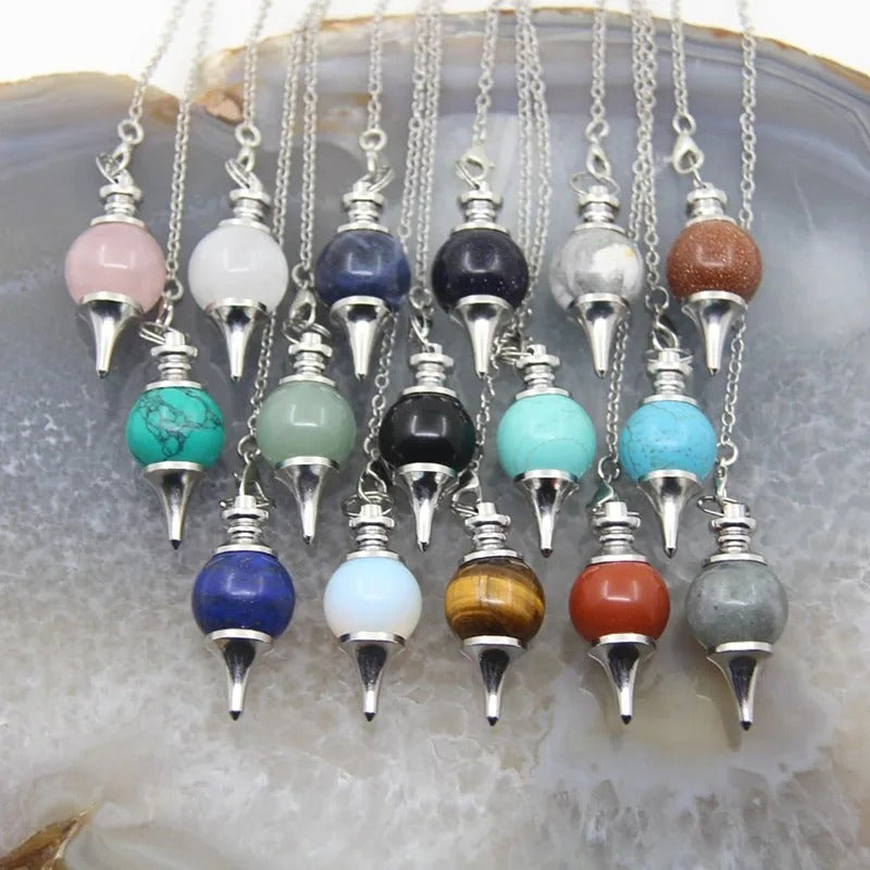 Financial Resources Rolling Round Ball Spirit Pendant Accessories Natural Crystal Semi-precious Stone Pendant Necklace