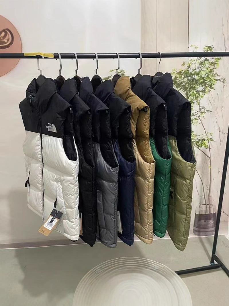 Cotton-padded Jacket, Stand-up Collar Vest, Same Style For Men And Women, American Version Embroidered Waistcoat, Winter Warm Vest For Outer Wear