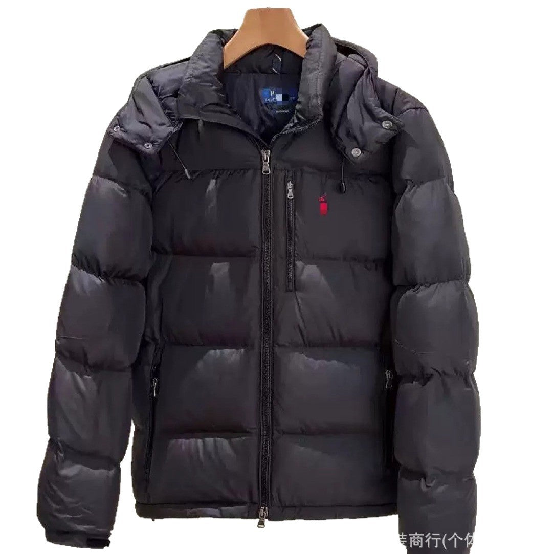 Men's And Women's Pony Embroidered Hooded Removable Windproof And Waterproof Warm Cotton Jacket