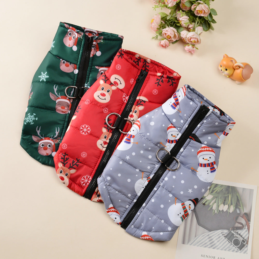 Autumn And Winter Pet Clothes, Christmas Theme Dog Clothing, Warm And Thickened Dog Coat, Cold-proof And Waterproof Dog Vest