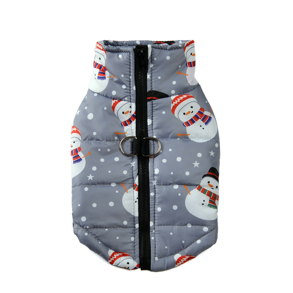 Autumn And Winter Pet Clothes, Christmas Theme Dog Clothing, Warm And Thickened Dog Coat, Cold-proof And Waterproof Dog Vest